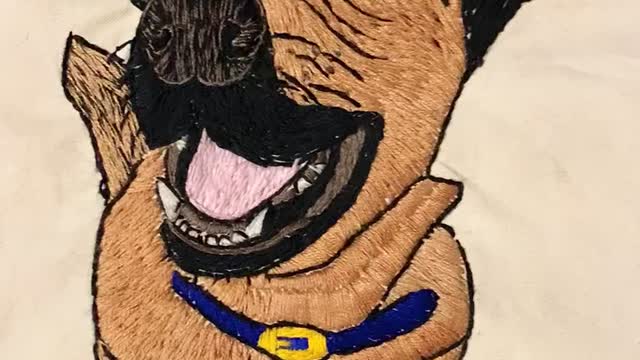 Embroidery art -Belgian Malinois, my DeeOhGee