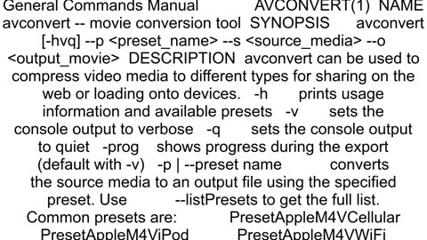 convert mov to m4v with mac terminal