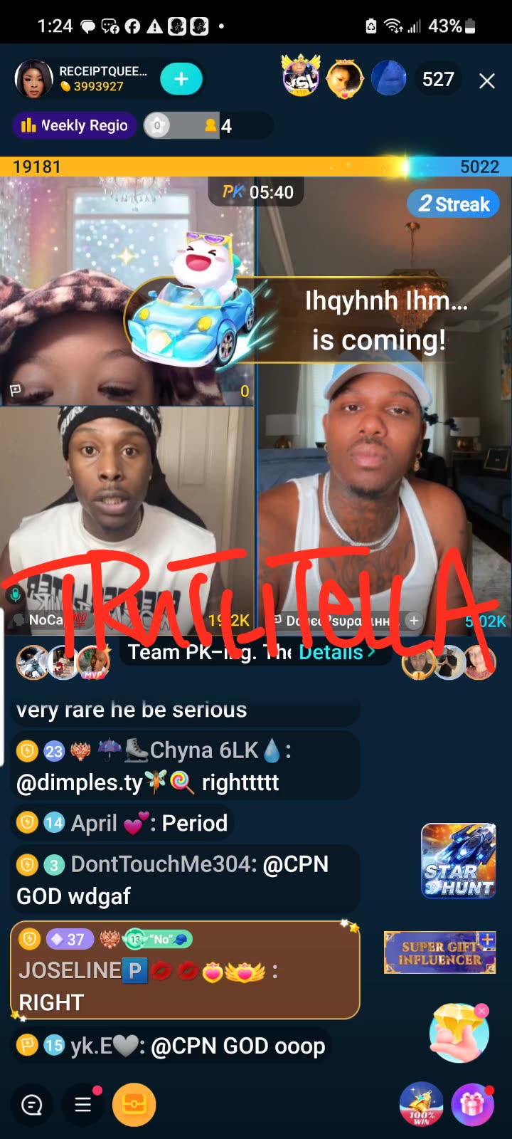 NO CAP VS TRAP CECE TEAM PK WITH DAREALSUPABIHH & RECEIPTQUEEN