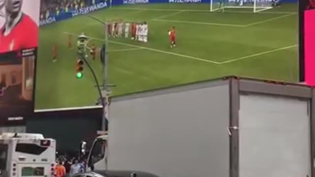 [Times Square, NYC] Cristiano Ronaldo’s Historic Free Kick Goal against Spain at World Cup 2018