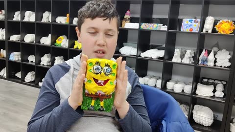 Spencer's Sponge Bob plaster artwork VID_20230115_165652