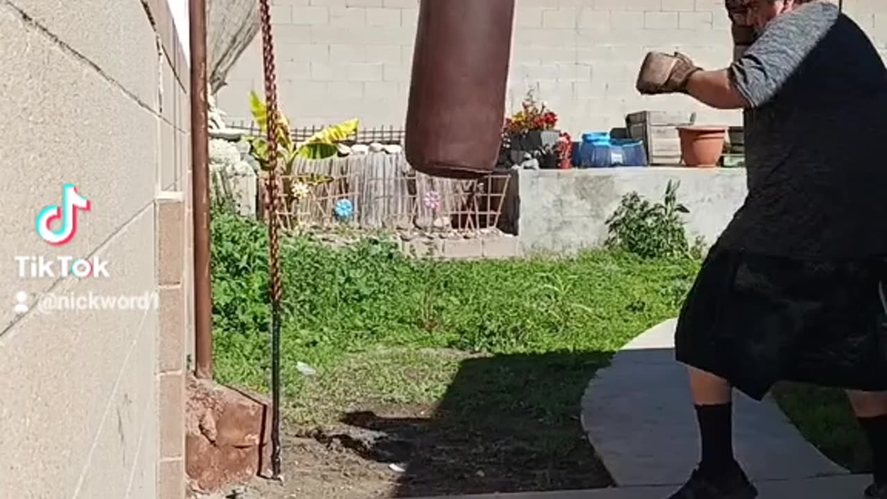 Old School Leather Punching Bag Workout Part 1