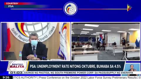 Unemployment rate nitong Oktubre, bumaba sa 4.5% ayon sa PSA