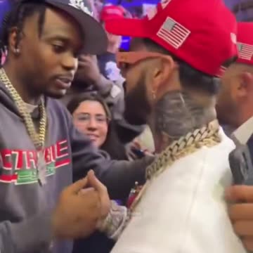 Fivio Foreign at Donald Trump’s rally greeting Puerto Rican rapper Anuel AA