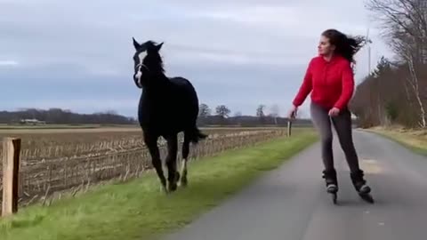 Racing With Her Horse