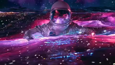 Astronaut swims in the galaxy