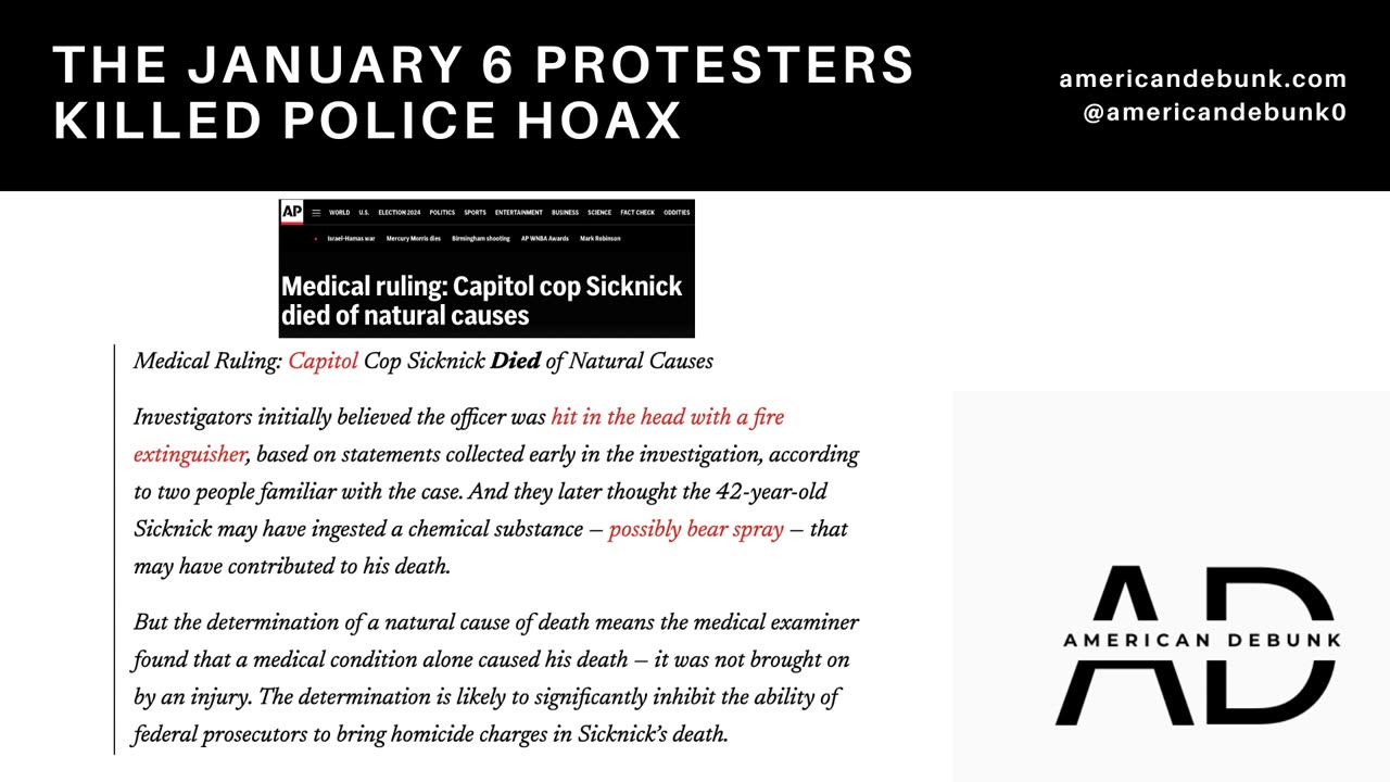 The January 6 Protesters Killed Police Hoax