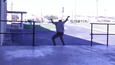 Collab copyright protection - floral shirt skateboard jump split
