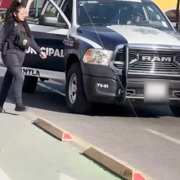 Guy jokes with municipal patrol cop