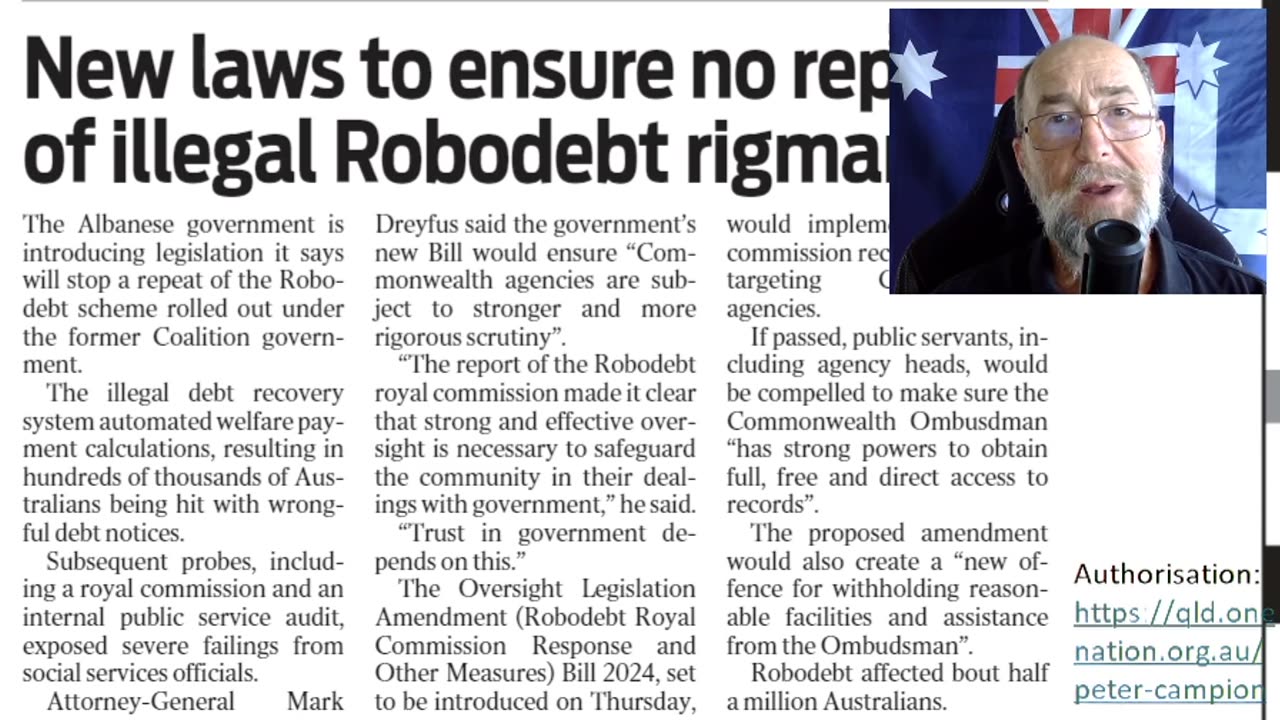 RE New laws to ensure no repeat of illegal Robodebt rigmarole