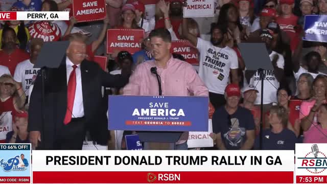 Trump invites soldier who went viral for saving a baby in Kabul on stage to say a few words.