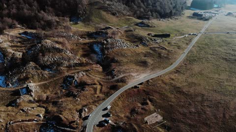 Road Highway Drive Car Alps Aerial Asphalt 4K