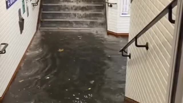 Torrential rain fell on the streets of Paris