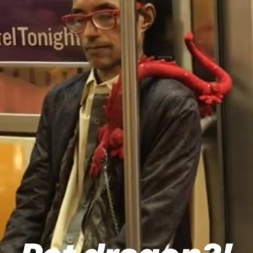 Sleeping guy subway red dragon on shoulder
