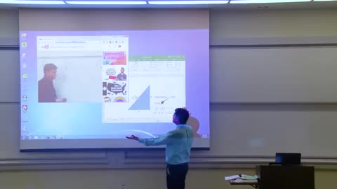 math professor fixes projector screen-april fools prank