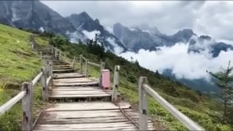 halfway up the mountain