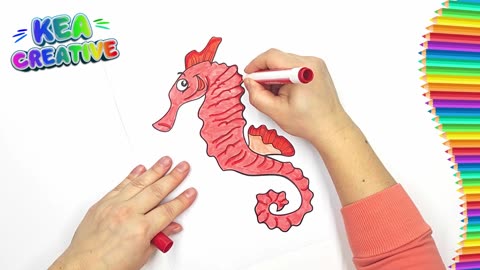 Seahorse - How To Color a Seahorse For Kids - @KeaCreative2 - FREE images HD Download👇