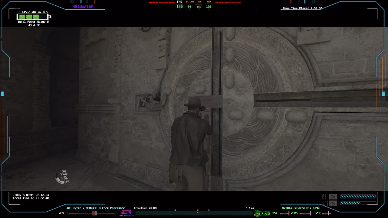 Indiana Jones and the Great Circle 4K HDR Gameplay PC Sony Bravia 9 Rtx 4090 AMD 9800x3d