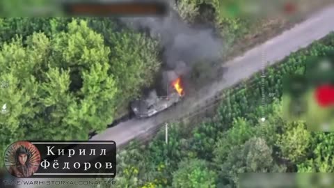 A Russian soldier burned a Ukrainian BMP