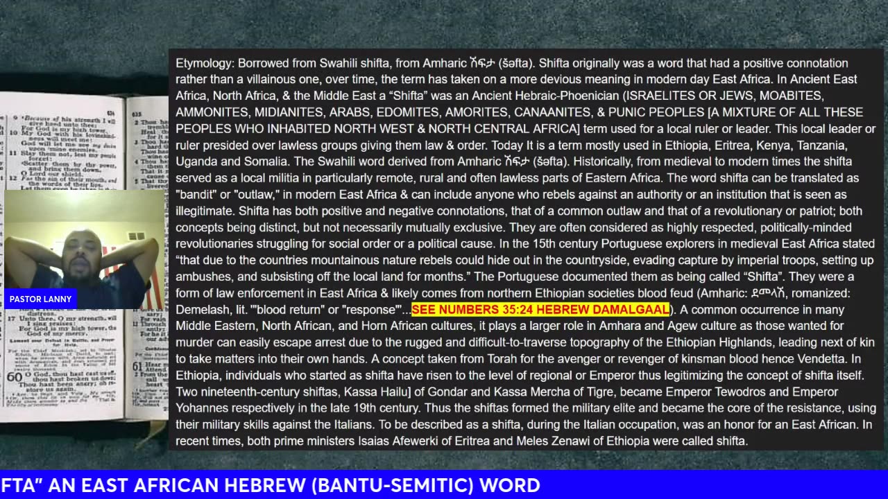 AFRO-HEBRAIC LINGUISITIC STUDY "SHIFTA" AN EAST AFRICAN HEBREW BANTU-SEMITIC WORD