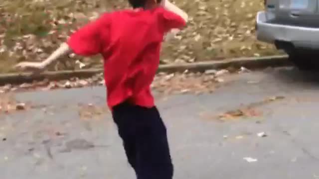 Collab copyright protection - red shirt kid falls off skateboard