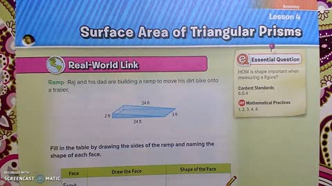 Gr 6 - Ch 10 - Lesson 4 - PART 1 - Surface Area of Triangular Prisms