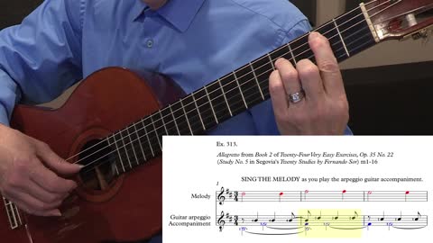 Video #67: Play the accompaniment but sing the melody, Study No. 5 (Fernando Sor)