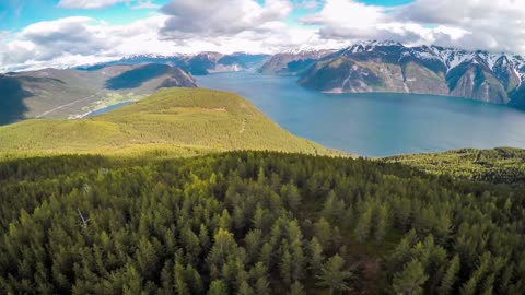 beautiful nature norway flying over the sognefjorden