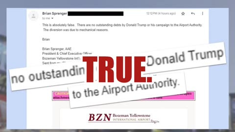 Fact Check: Donald Trump Did NOT Owe Money To Bozeman Airport -- Diversion Due To Mechanical Reasons