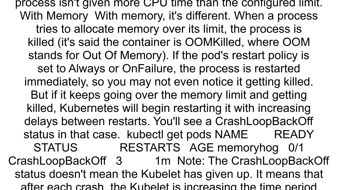 What happens if a Kubernetes pod exceeds its memory resources 39limit39