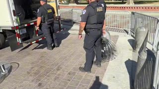 Capitol Police sadly loading up their riot shields after Donald Trump’s amazing