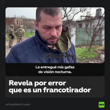 Una scivolata tradisce un cecchino che sosteneva di essere un conducente di veicoli blindati.un nazista della Guardia Nazionale ucraina catturato vicino allo stabilimento Azovstal di Mairupol