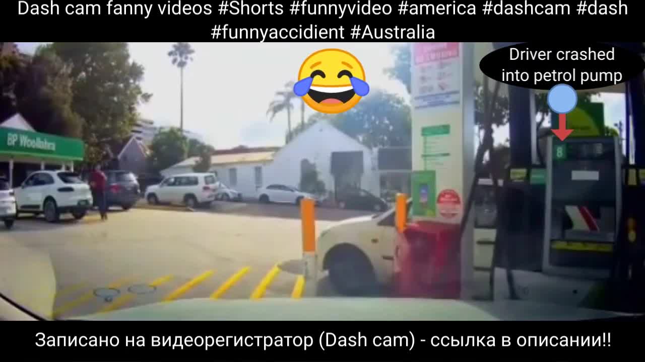 Dash cam fanny videos. Driver crashed into petrol pump!!