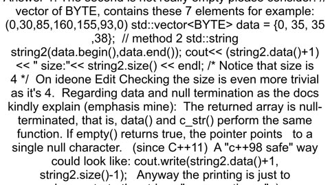 C Converting VectorltBYTEgt to string where first vector byte is 0