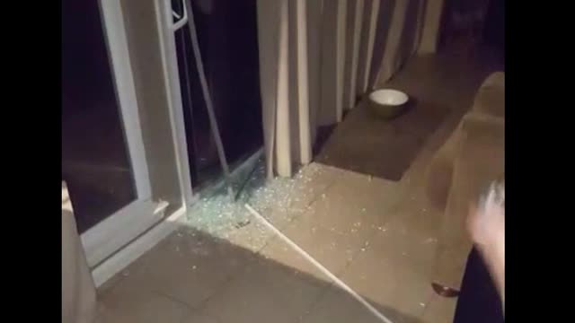 Nsfw girl breaks glass door and guy drinking in front of police