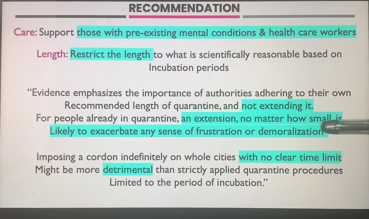 Quarantine effects