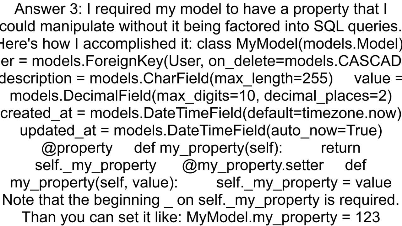 Django How to set a property in a model using property