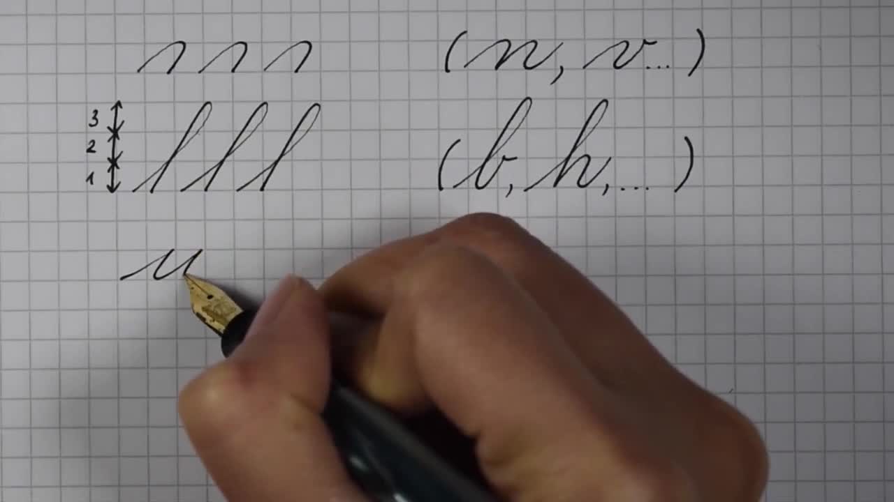 Pen handwriting course starting from learning to write V