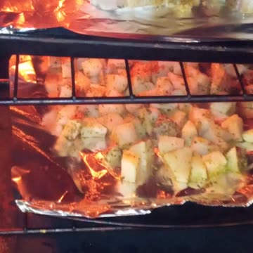 Baked French field chops with a stray cat