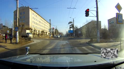 Truck Sliding on Ice Close Call