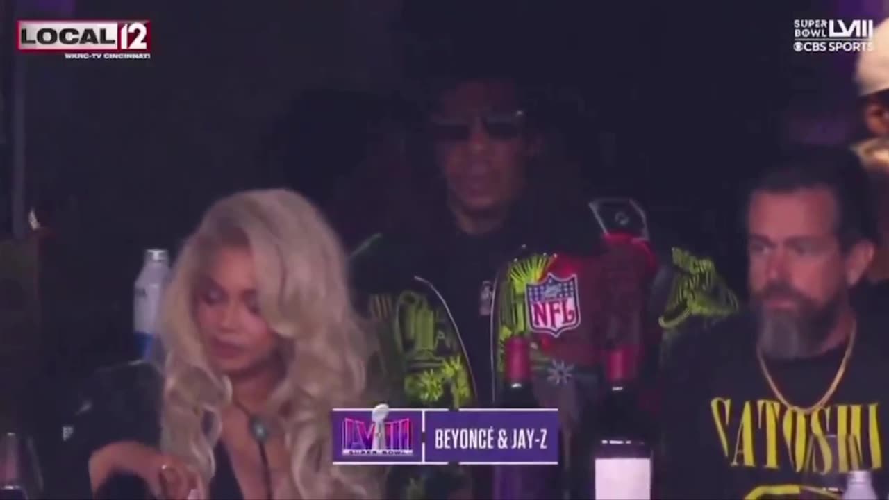 @Jack With Satanists Jay Z and Beyoncé Wearing Bitcoin Satoshi Shirt at the Super Bowl