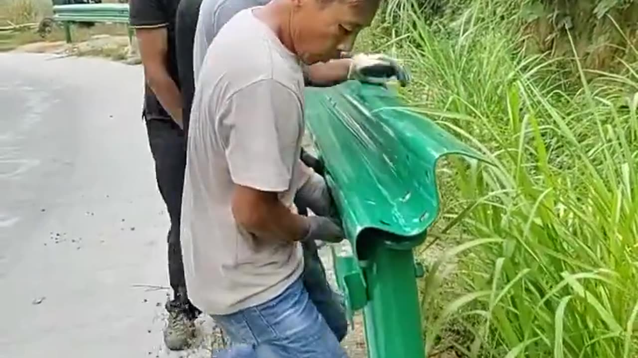 Installing guardrails by hand