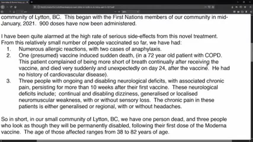 DR. CHARLES D. HOFFE: VACCINE SIDE EFFECTS & DEATHS AT ALARMING RATES