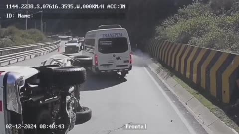 Boulder Crushes Car in Peru