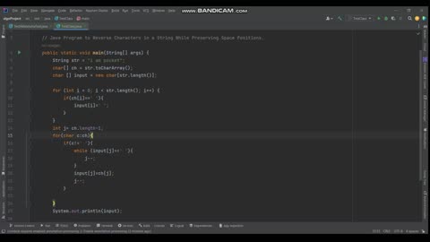 Interview Question- Java Program to Reverse Characters in a String While Preserving Space Positions