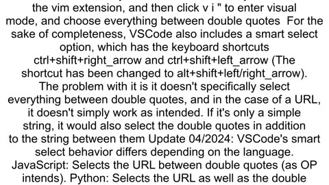 how do you select only the entire string in vscode