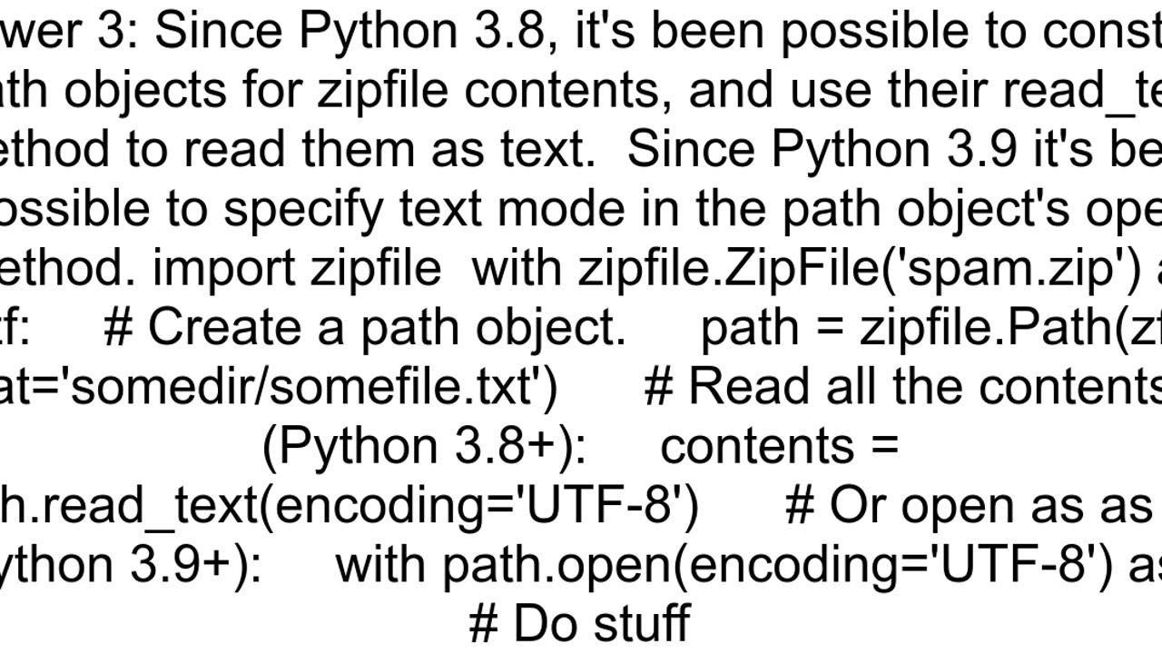 How do I read text files within a zip file