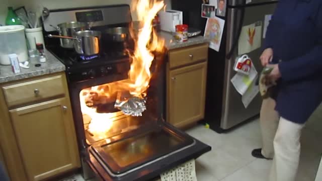 Dinner Ends In Mayhem When Mom Sets Kitchen On Fire