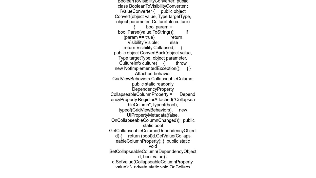 CWPF Make a GridViewColumn Visiblefalse