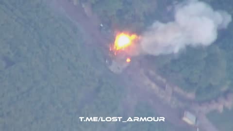 Destruction of a Ukrainian tank by Lancet during a border battle in the Kursk region